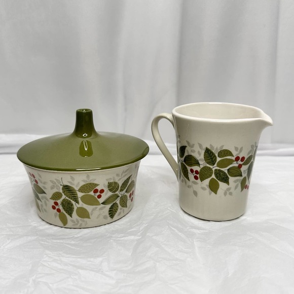 Figgjo Flint Mini Cream and Sugar Set Brazil Pattern Silk Screen MCM - Picture 3 of 16